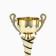 Cup 139C, award figure, gold, plastic stand, 29.5 × 13 × 7.5 cm.