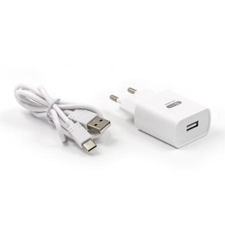 Network charger BYZ TU8, USB, 2.1 A, Type-C cable, 1 m, white