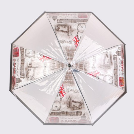Umbrella - semi -automatic cane "Cities", 8 knitting needles, r = 40 cm, Mix drawing-5