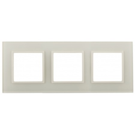 The frame for the switch for 3 posts, glass, era Elegance, ivory/ivory