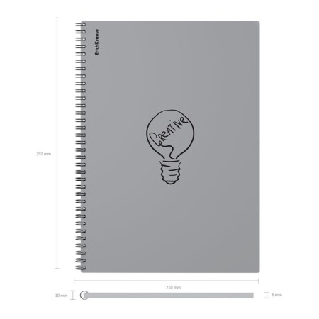 A4 notebook 80 sheets, a cage on a spiral, erichkrause, "Life style" plastic cover silver-4