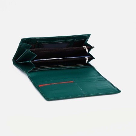 Women's wallet on magnets, green color-2