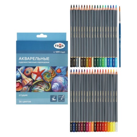 Pencils Watercolor Gamma "Studio" 36 colors, barrier 3.8 mm, cardboard box, 110822_36