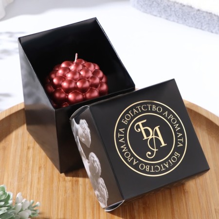 Figure candle "Babble" round, 5.5x5.5 cm, red, in the box-2