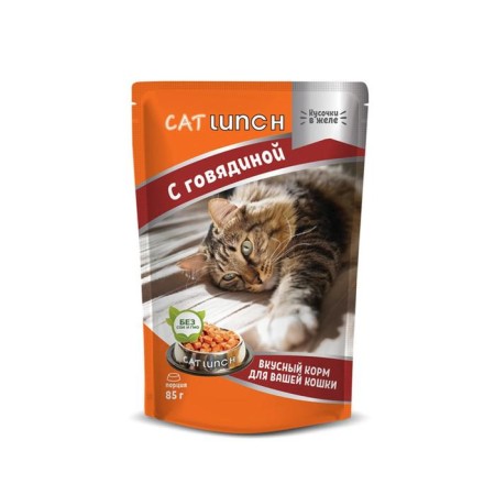 Wet Cat Lunch food for cats, beef in jelly, 85 g