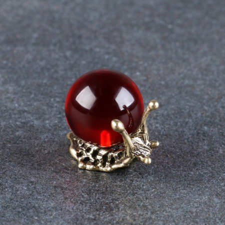 Square "Snail", brass, amber resin, 2.8x1.5x3.1 cm