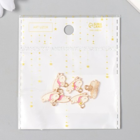 Decor for creativity metal, enamel "Sleeping White Bunny" 1.2x1.6 cm-4