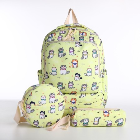 A backpack with a zipper, bag, cosmetic bag, yellow color-4