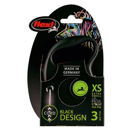 Roulette Flexi Black Design XS (up to 8 kg) 3 m cable, black/silver-1