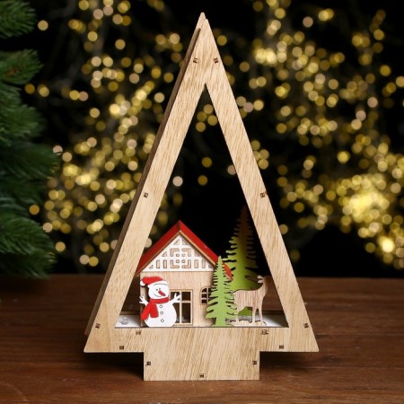 Decor with backlight "House in the form of a Christmas tree" 18 × 5 × 28 cm