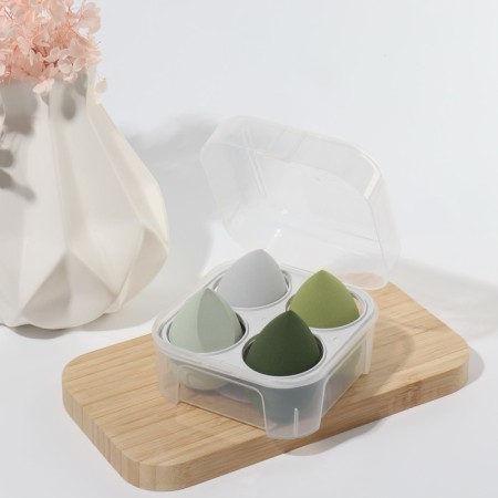 Makeup sponge, set - 4 pcs, increase when getting wet, green color-6