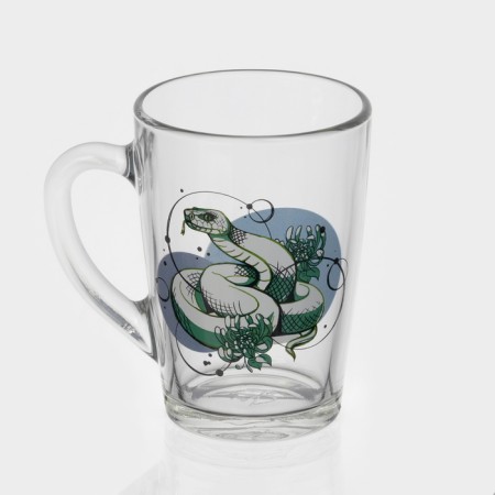 New Year's glass coffee mug "Snakes", 300 ml, mix-1