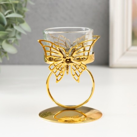 Summary Metal for 1 candle "Butterfly and ring" d = 5 cm gold 6.5x6.5x9.3 cm-1