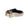 The collar is two-layer leather with rhinestones, width 1 cm, Osh 16-22 cm, pink
