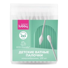 Baby cotton sticks 2B1 Mama Lubby, cone/universal, 100pcs