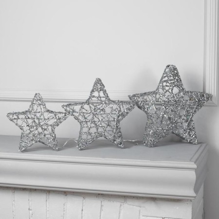 LED figure "Silver stars" 20, 25, 30 cm, metal, 220 V, glow warm white-1