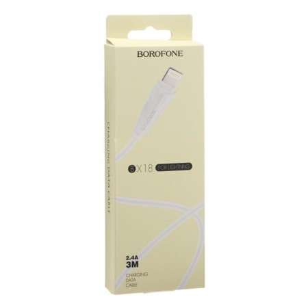 Cable Borofone BX18, Lightning - USB, 2.4 A, 3 m, white-2