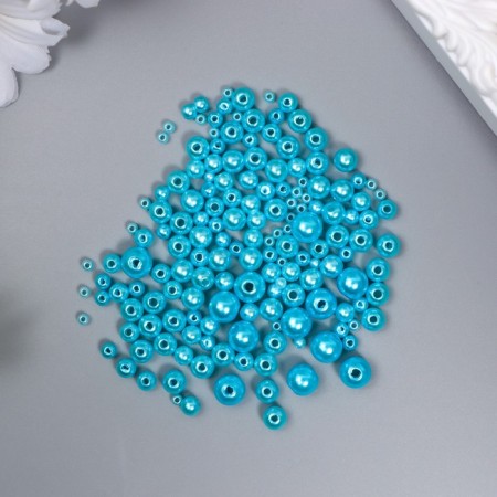 Beads for creativity plastic "Round. Azure" d = 3-8 mm, set 10 grams