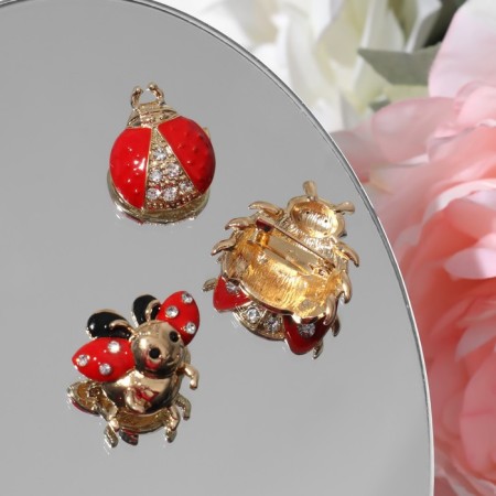 Brooch "God's Layer" form mix, red-black color in gold (indivisible packing 12 pcs., Price per pcs.)-2