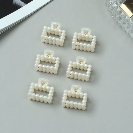 Hair crab "Aven" (set 6 pcs) straight, 2.5 cm, white-1