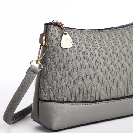 Bag Cross-Bodi with a zipper, gray color-3