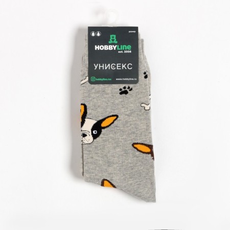 Male socks "bulldog", light gray, size 39-43-4