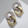 Earrings Plastic "Chain" 2 links, beige color in gold