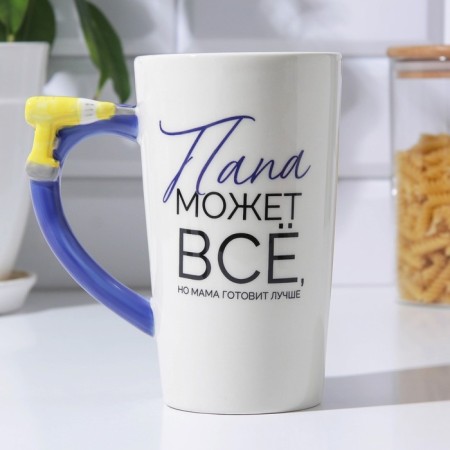 Ceramic mug "Dad can do everything", 550 ml, white color-1