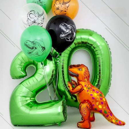 Foil ball 40 "number 0", green color, ind. Packaging-1