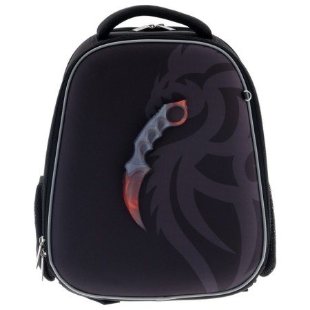 Frame backpack 38 x 29 x 16 cm, 3D effect, Hatber Ergonomic Plus, Karambit, Gray/Black NRK_71122-3