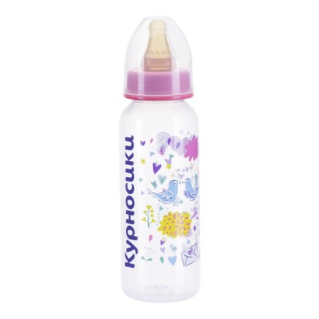 A bottle for feeding with a latex nipple, 250 ml, from 0 months., Mix color-8