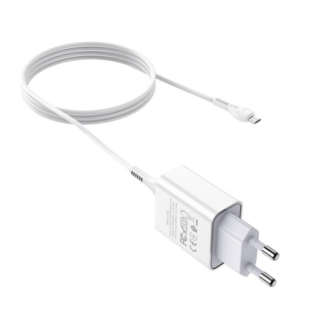 Network charger Hoco C81a, USB, 2.1 A, MicroUSB 1 m cable, white-5