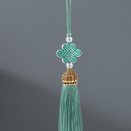 Textile suspension, plastic "Knot of happiness and infinity" Green 0.7x1x9.5 cm-1