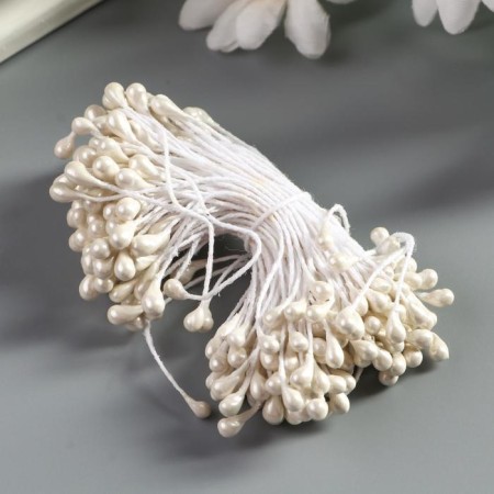 Stamens for artificial flowers "Drops white" (set 130 pcs) length 6 cm-1