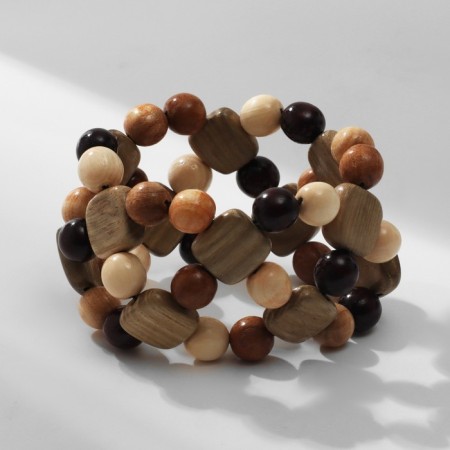 Bracelet handmade, wooden "Double row", color mix, d = 6.7 cm-1
