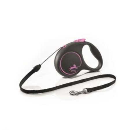 Roulette Flexi Black Design S (up to 12 kg) 5 m cable, black/pink
