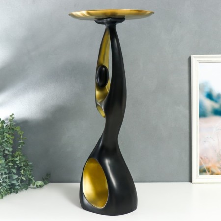 Souvenir Polystone stand "Abstraction. Bends" black with gold d = 30 cm 70x23x21 cm-2