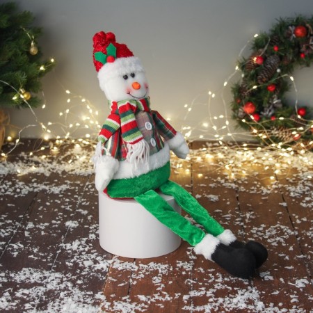 Soft toy "A snowman with buttons, long legs" 44x20 cm, red-green-1