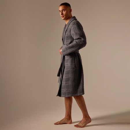 Wafel dressing gown Male SL Home: Chess "Grig Sandre", size M, 100% cotton, 340 g/m2-7