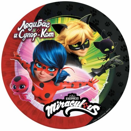 A set of paper plates "Lady Bag and Super-Kot" 6 pcs., 18 cm
