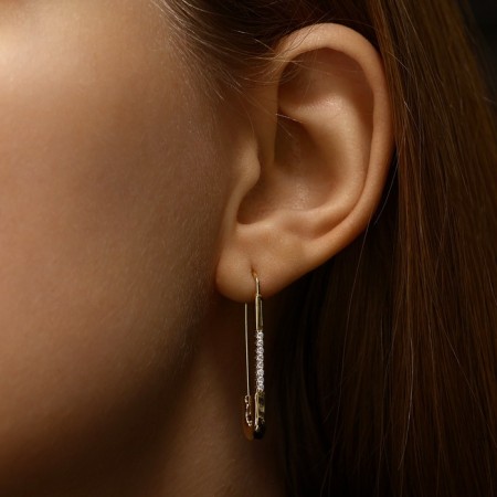 Earrings with rhinestones xuping pins, path, white color in gold-1