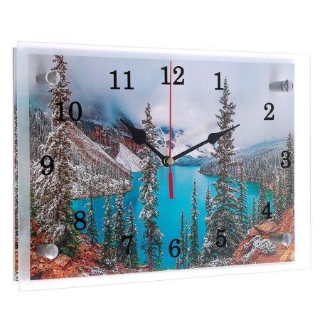 Carty clock is wall-mounted, interior "mountain lake", silent, 30 x 20 cm-1