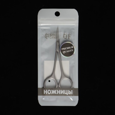 Manicure scissors "Premium", narrow, bent, 10.5 cm, on the blist, color is a matte silver-10