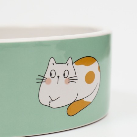 Ceramic "Kotsy" bowl 300 ml 12.5 x 4.5 cm, white-green-5