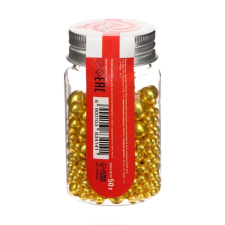 Confectionery sprinkling "different sizes", balls, gold, 50 g-2