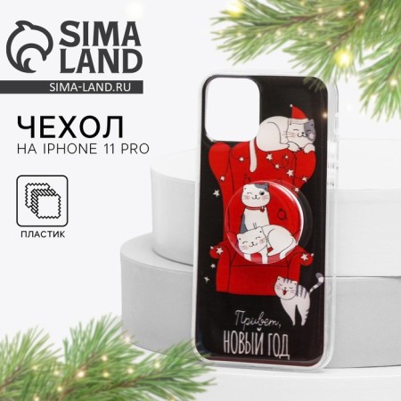 New Year's gift set, a case for a phone with the holder "Kittens", on the iPhone 11 Pro
