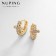 Cooping Cross Earrings in a circle, white color in gold, D = 1 cm