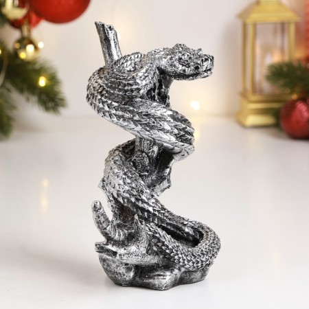 Figure "Snake on the branch" 7x10x15cm, silver