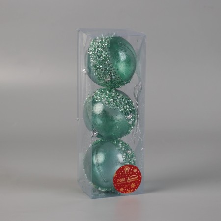 Set of balls plastic D-8 cm, 3 pcs "Aidons" Green-1