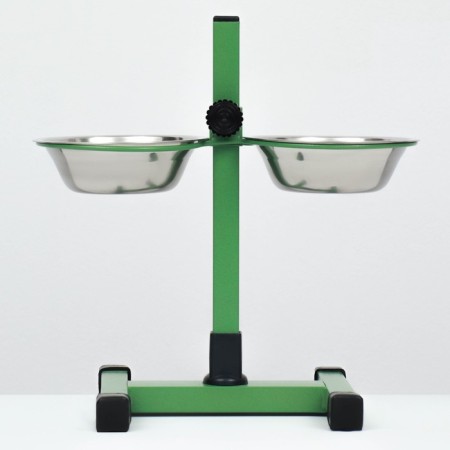 A stand with bowls, 2 x 350 ml, height 30 cm, collapsible, green-2